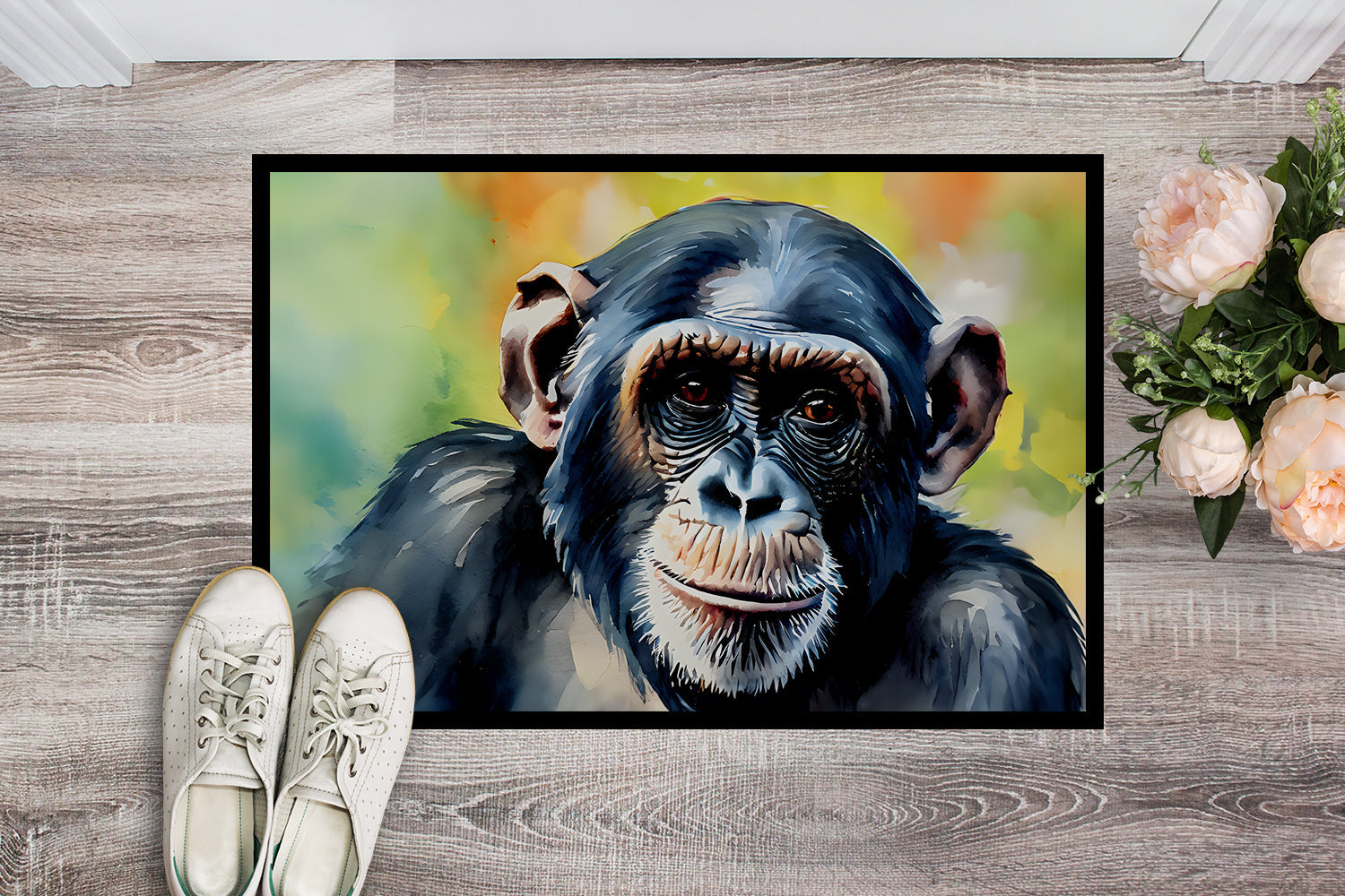 Chimpanzee Doormat Indoor Outdoor 18H X 27W Front Door Mat Rugs for Entryway, Non Slip Washable
