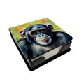 Chimpanzee PU Leather Note Paper Holder with Artist-Designed Cover, Desk Accessory, Office Gift