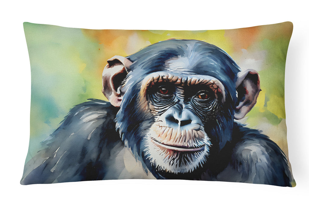 Chimpanzee Decorative Throw Pillow 12x16 Indoor Outdoor Accent Cushion, Fabric Cover with Insert for Sofa, Bed, Porch & Living Room