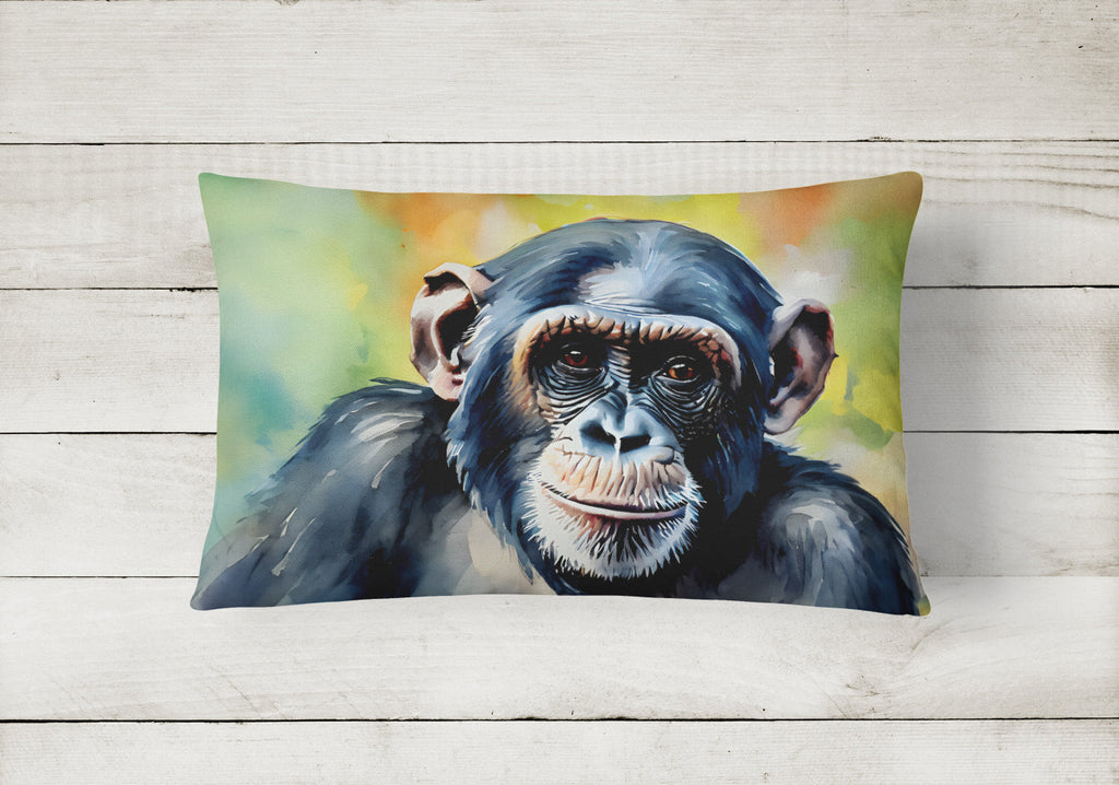 Chimpanzee Decorative Throw Pillow 12x16 Indoor Outdoor Accent Cushion, Fabric Cover with Insert for Sofa, Bed, Porch & Living Room