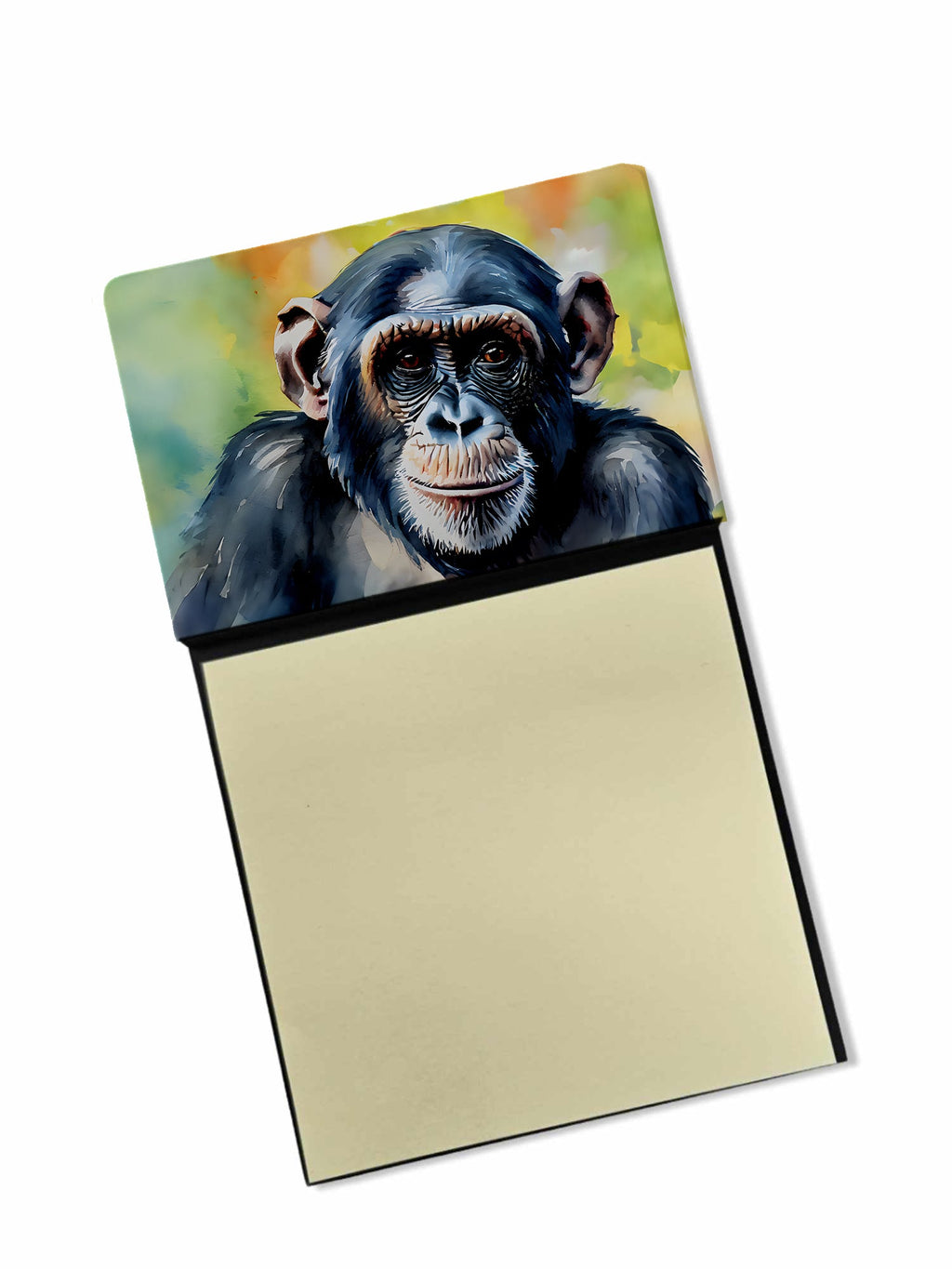 Chimpanzee Watercolor Sticky Note Holder Refillable Dispenser Desk Accessory 3x3 Pad Gift