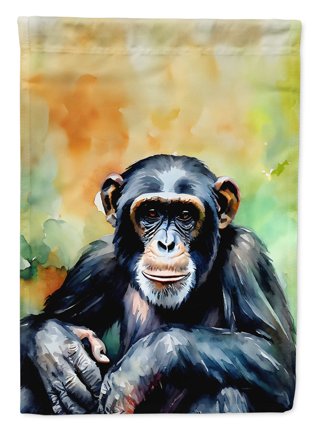 Chimpanzee House Flag 28x40 Porch Sleeve Pole Decorative Outside Yard Banner Artwork Wall Hanging, Polyester