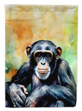 Chimpanzee House Flag 28x40 Porch Sleeve Pole Decorative Outside Yard Banner Artwork Wall Hanging, Polyester
