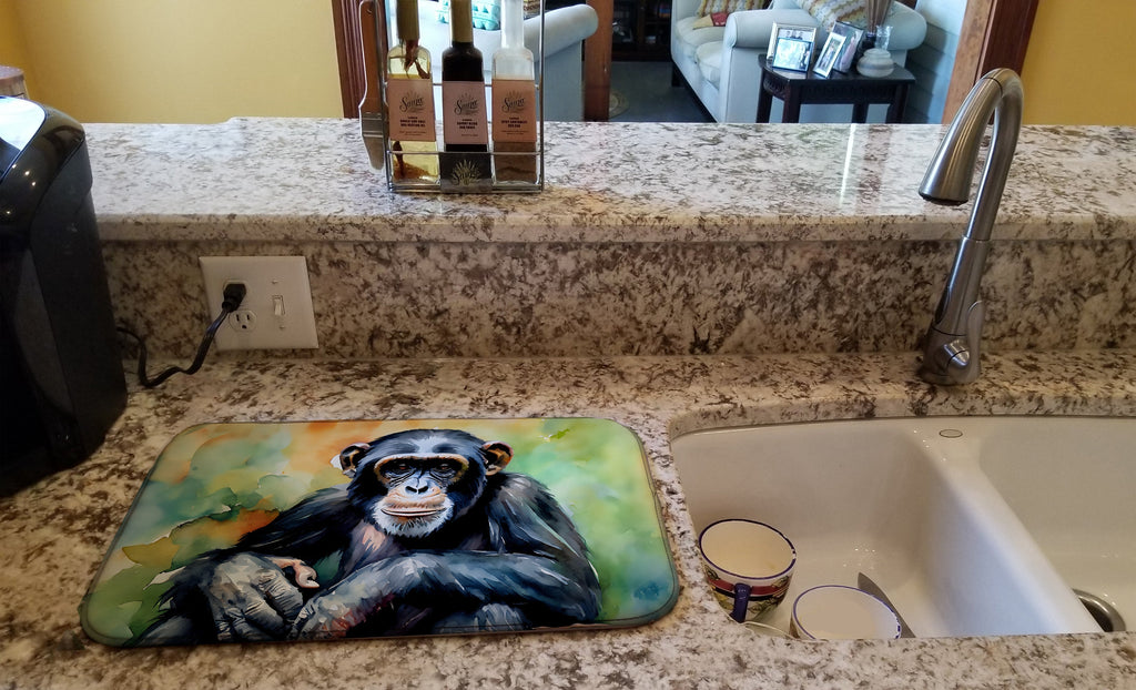 Chimpanzee Dish Drying Mat Absorbent Dish Drying Mat Pad for Kitchen Counter Dish Drainer Mat for Countertop, 14 x 21", Multicolor
