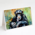 Chimpanzee Greeting Cards Pack of 8 Blank Cards with Envelopes Whimsical A7 Size 5x7