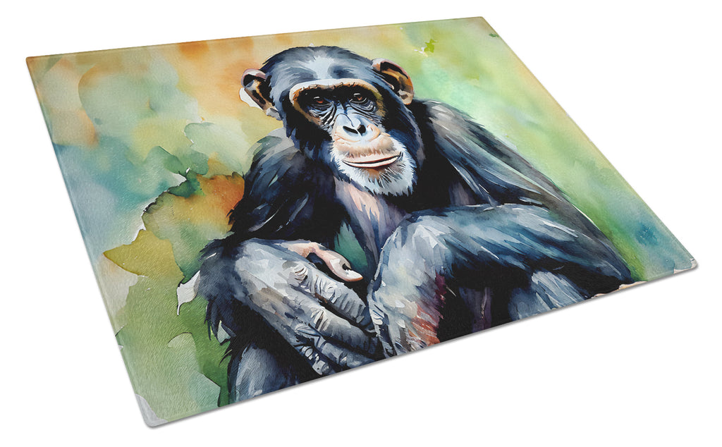Chimpanzee Cutting Board Tempered Glass Kitchen Cutting Surface, Heat Resistant Chopping, Non-Slip Feet, Food Prep & Serving