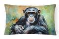 Chimpanzee Decorative Throw Pillow 12x16 Indoor Outdoor Accent Cushion, Fabric Cover with Insert for Sofa, Bed, Porch & Living Room