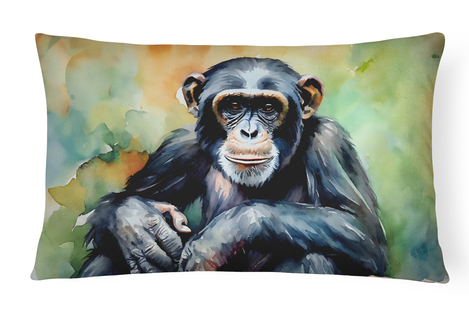 Chimpanzee Decorative Throw Pillow 12x16 Indoor Outdoor Accent Cushion, Fabric Cover with Insert for Sofa, Bed, Porch & Living Room