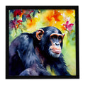 Chimpanzee Framed Metal Print Bathroom, Kitchen, Office, Home Decor Wall Art Ready to Hang, Square, 8X8