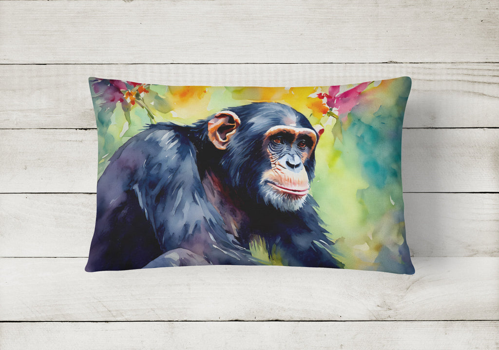 Chimpanzee Decorative Throw Pillow 12x16 Indoor Outdoor Accent Cushion, Fabric Cover with Insert for Sofa, Bed, Porch & Living Room