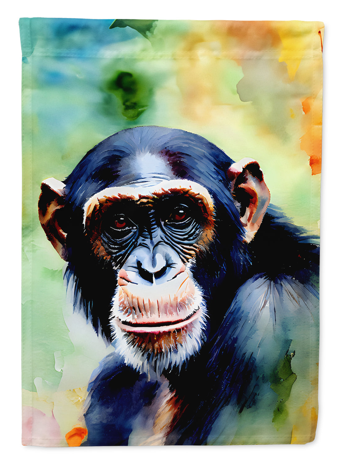 Chimpanzee House Flag 28x40 Porch Sleeve Pole Decorative Outside Yard Banner Artwork Wall Hanging, Polyester