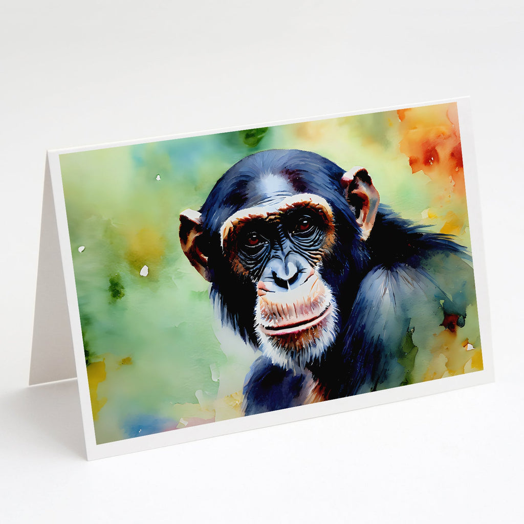 Chimpanzee Greeting Cards Pack of 8 Blank Cards with Envelopes Whimsical A7 Size 5x7