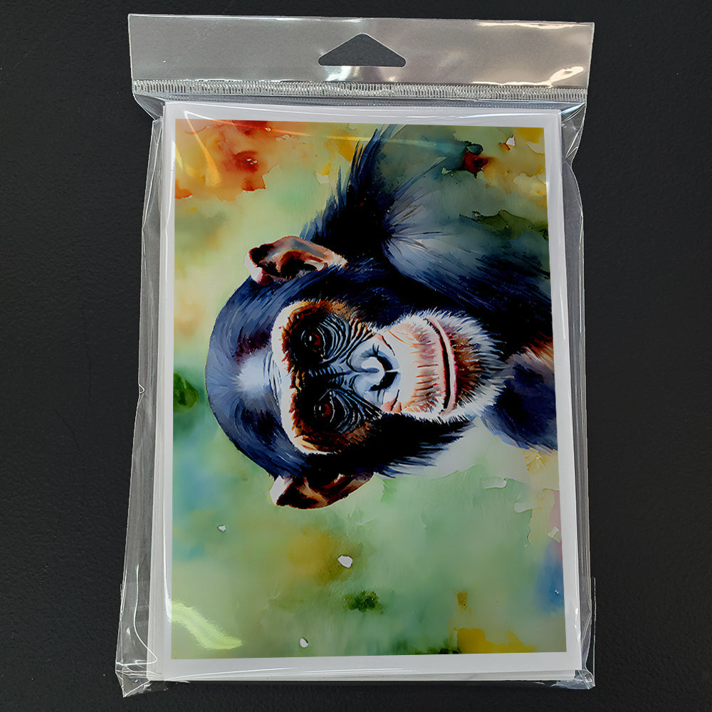 Chimpanzee Greeting Cards Pack of 8 Blank Cards with Envelopes Whimsical A7 Size 5x7