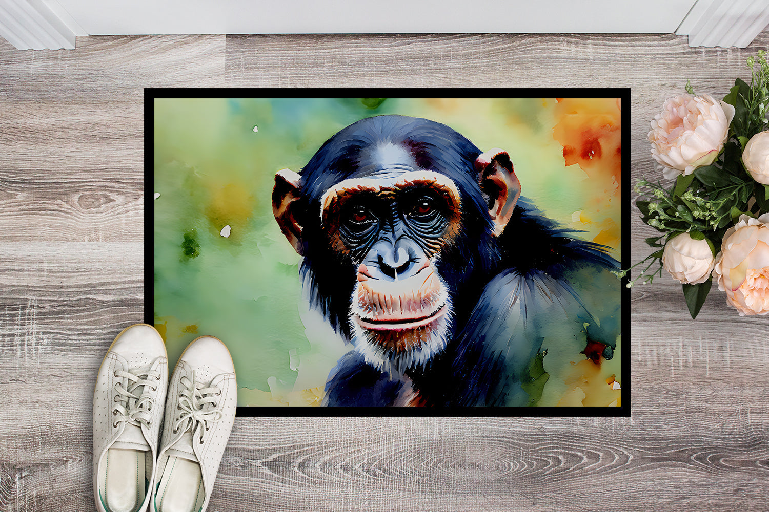 Chimpanzee Doormat Indoor Outdoor 18H X 27W Front Door Mat Rugs for Entryway, Non Slip Washable