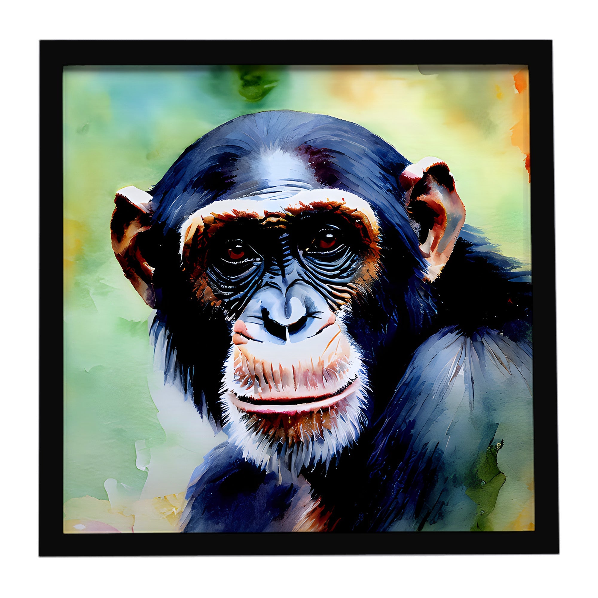 Chimpanzee Framed Metal Print Bathroom, Kitchen, Office, Home Decor Wall Art Ready to Hang, Square, 8X8