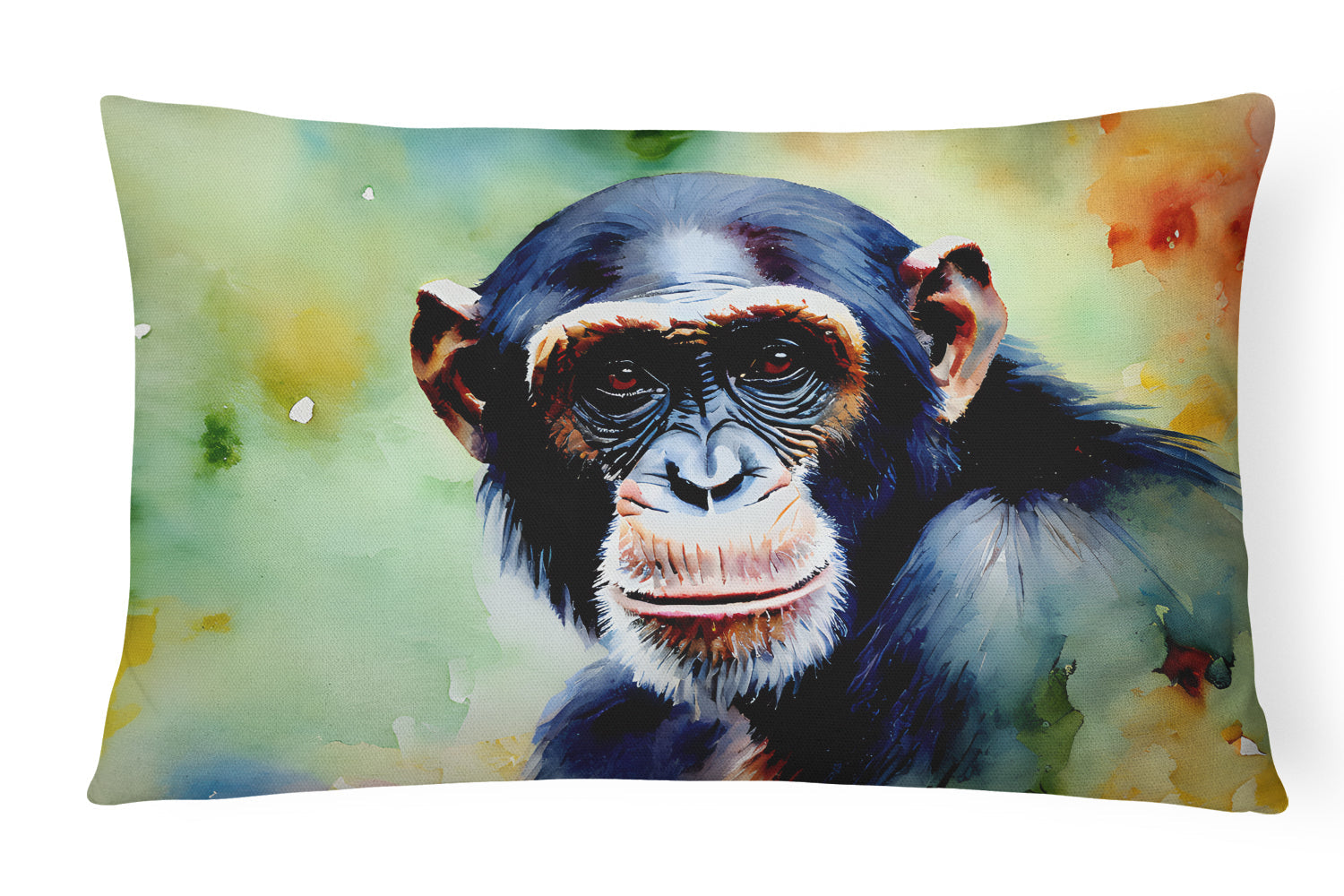 Chimpanzee Decorative Throw Pillow 12x16 Indoor Outdoor Accent Cushion, Fabric Cover with Insert for Sofa, Bed, Porch & Living Room