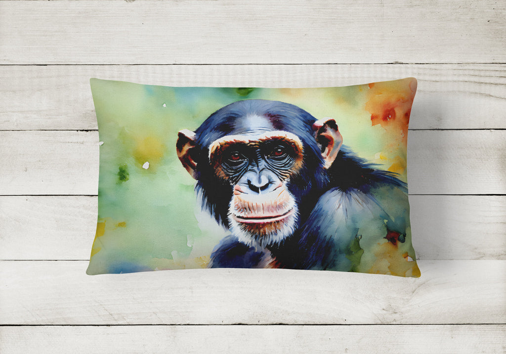 Chimpanzee Decorative Throw Pillow 12x16 Indoor Outdoor Accent Cushion, Fabric Cover with Insert for Sofa, Bed, Porch & Living Room