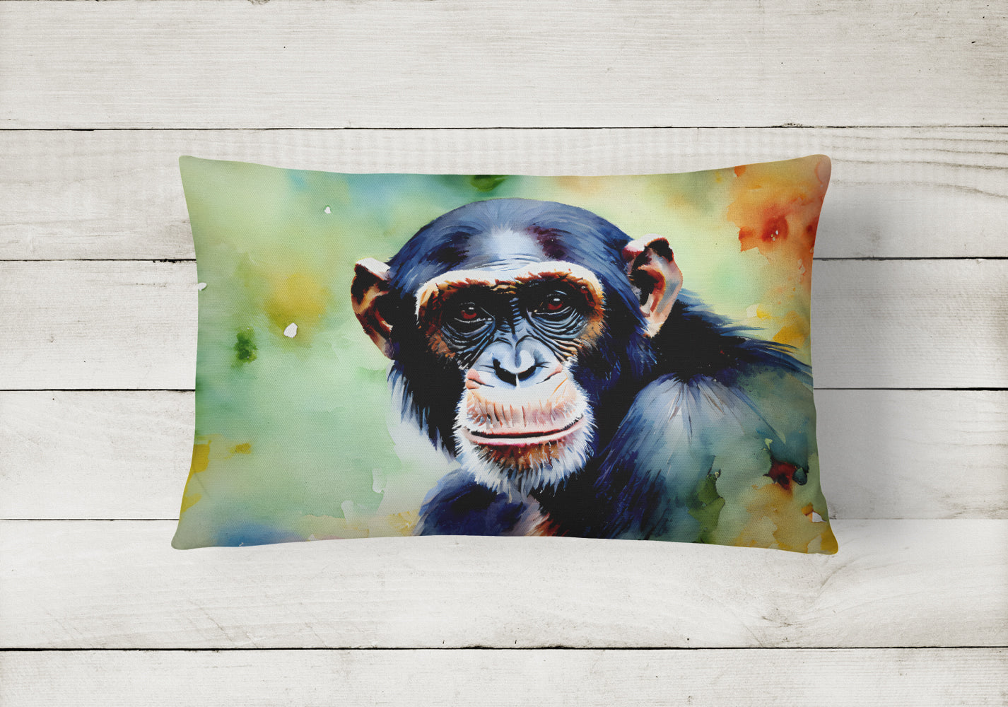 Chimpanzee Decorative Throw Pillow 12x16 Indoor Outdoor Accent Cushion, Fabric Cover with Insert for Sofa, Bed, Porch & Living Room