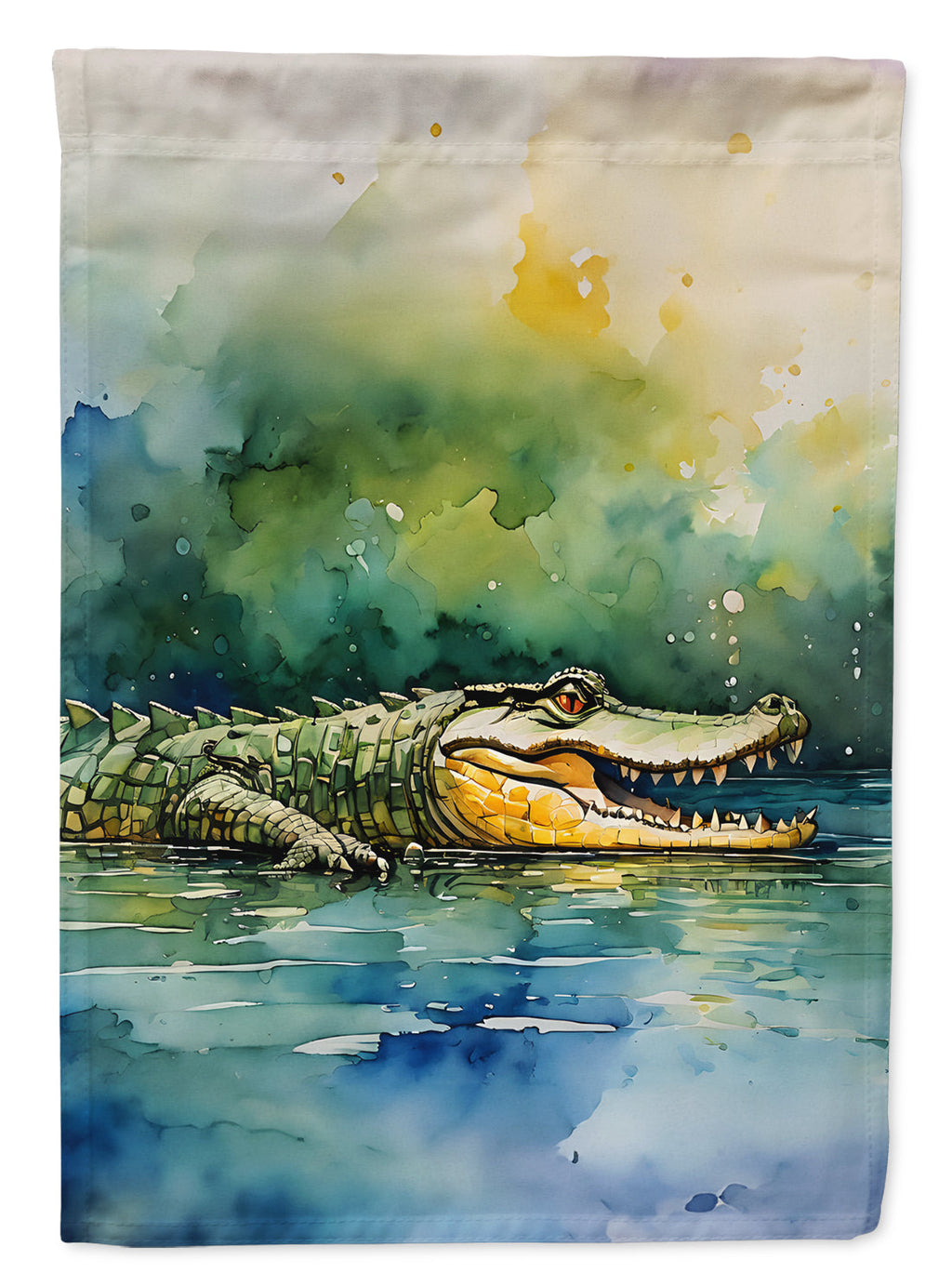 Crocodile House Flag 28x40 Porch Sleeve Pole Decorative Outside Yard Banner Artwork Wall Hanging, Polyester