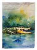 Crocodile House Flag 28x40 Porch Sleeve Pole Decorative Outside Yard Banner Artwork Wall Hanging, Polyester
