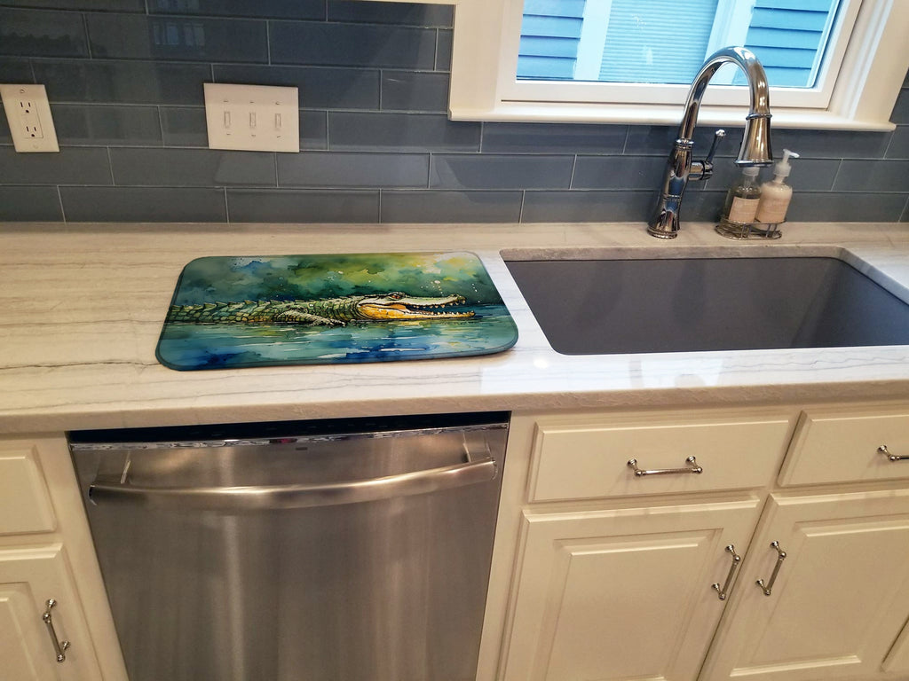 Crocodile Dish Drying Mat Absorbent Dish Drying Mat Pad for Kitchen Counter Dish Drainer Mat for Countertop, 14 x 21", Multicolor