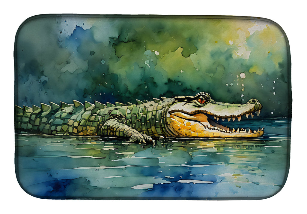 Crocodile Dish Drying Mat Absorbent Dish Drying Mat Pad for Kitchen Counter Dish Drainer Mat for Countertop, 14 x 21", Multicolor