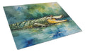 Crocodile Cutting Board Tempered Glass Kitchen Cutting Surface, Heat Resistant Chopping, Non-Slip Feet, Food Prep & Serving