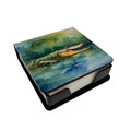 Crocodile PU Leather Note Paper Holder with Artist-Designed Cover, Desk Accessory, Office Gift