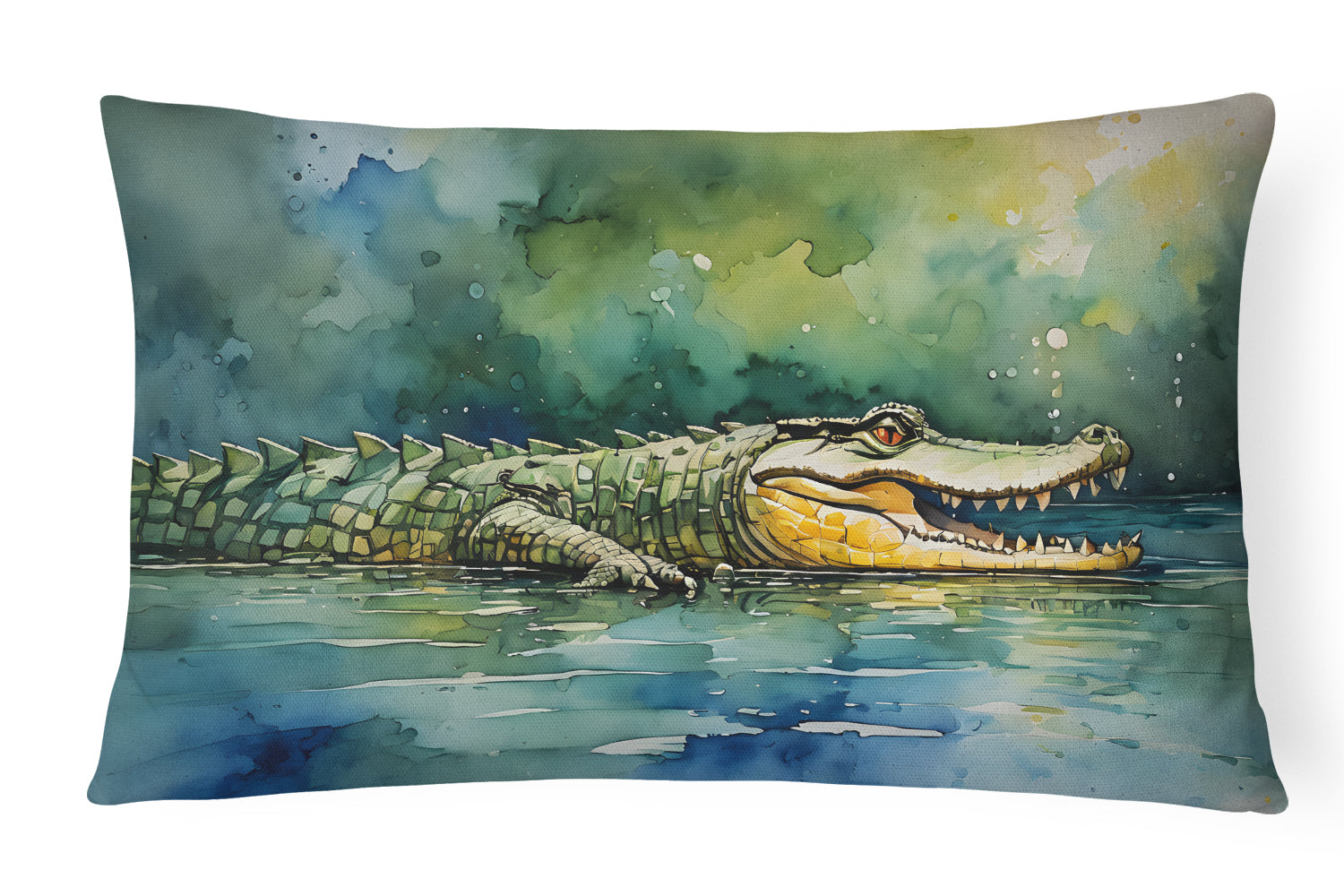Crocodile Decorative Throw Pillow 12x16 Indoor Outdoor Accent Cushion, Fabric Cover with Insert for Sofa, Bed, Porch & Living Room