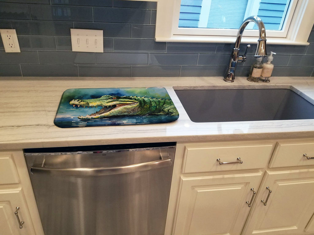 Crocodile Dish Drying Mat Absorbent Dish Drying Mat Pad for Kitchen Counter Dish Drainer Mat for Countertop, 14 x 21", Multicolor