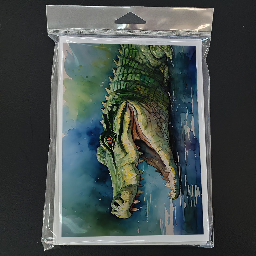 Crocodile Greeting Cards Pack of 8 Blank Cards with Envelopes Whimsical A7 Size 5x7