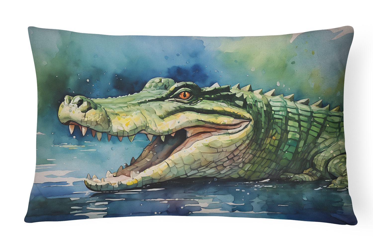 Crocodile Decorative Throw Pillow 12x16 Indoor Outdoor Accent Cushion, Fabric Cover with Insert for Sofa, Bed, Porch & Living Room