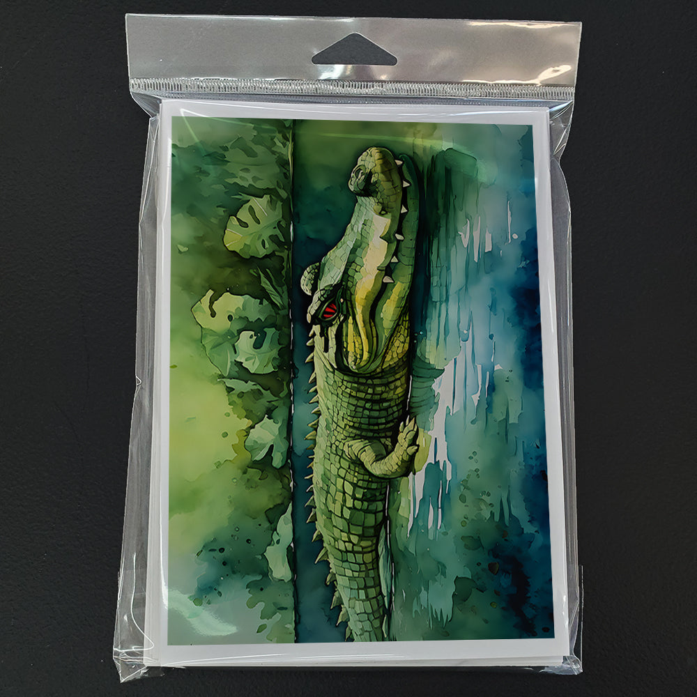 Crocodile Greeting Cards Pack of 8 Blank Cards with Envelopes Whimsical A7 Size 5x7
