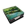Crocodile PU Leather Note Paper Holder with Artist-Designed Cover, Desk Accessory, Office Gift