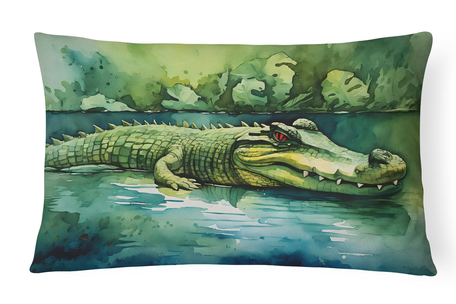 Crocodile Decorative Throw Pillow 12x16 Indoor Outdoor Accent Cushion, Fabric Cover with Insert for Sofa, Bed, Porch & Living Room