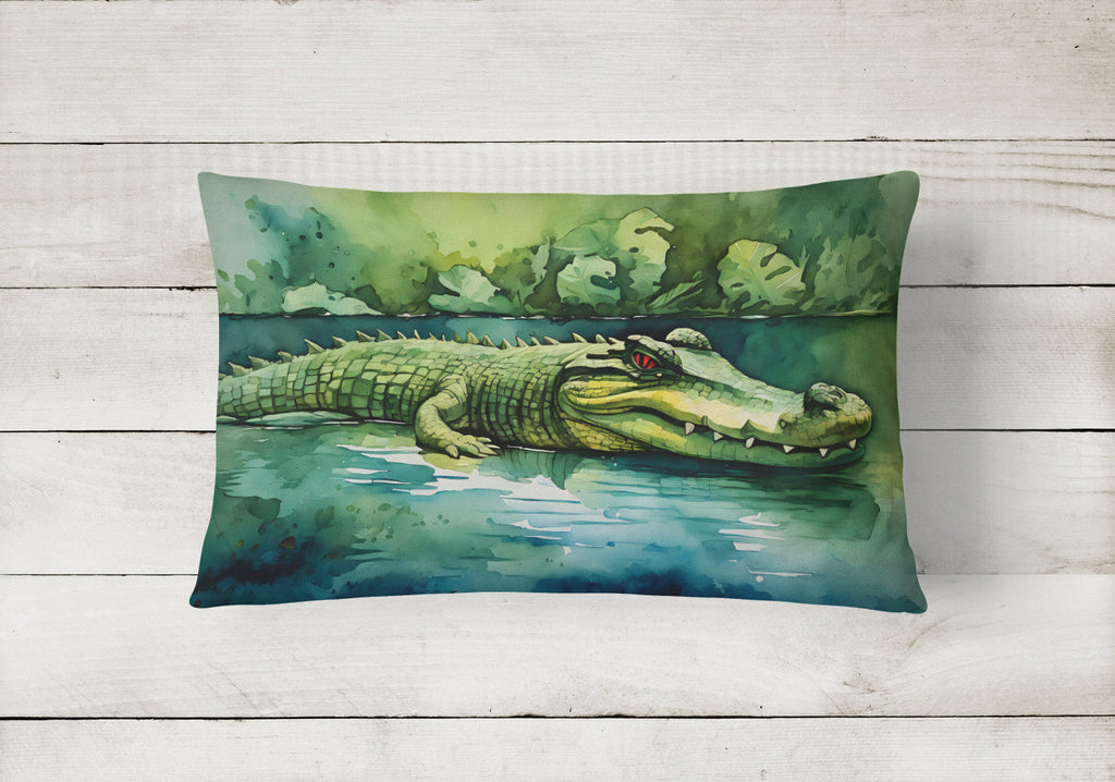 Crocodile Decorative Throw Pillow 12x16 Indoor Outdoor Accent Cushion, Fabric Cover with Insert for Sofa, Bed, Porch & Living Room