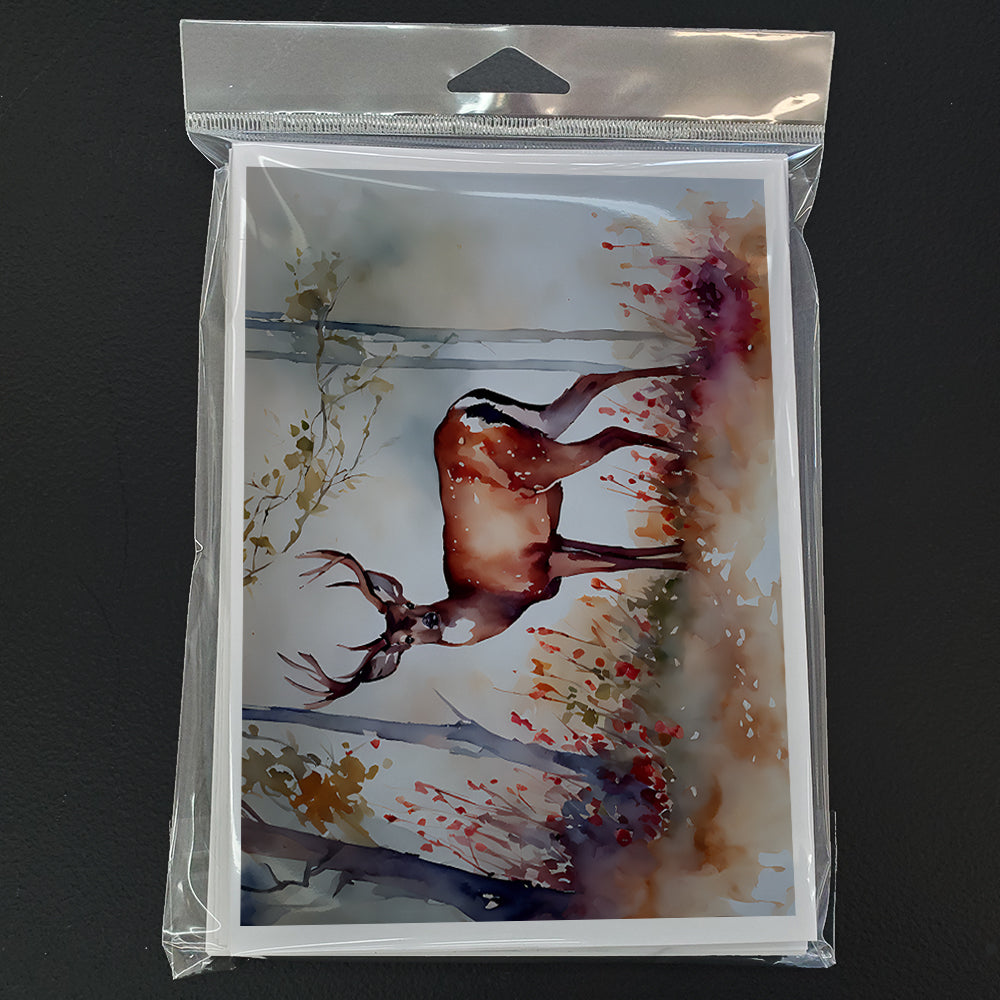 Deer Greeting Cards Pack of 8 Blank Cards with Envelopes Whimsical A7 Size 5x7