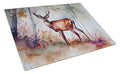 Deer Cutting Board Tempered Glass Kitchen Cutting Surface, Heat Resistant Chopping, Non-Slip Feet, Food Prep & Serving