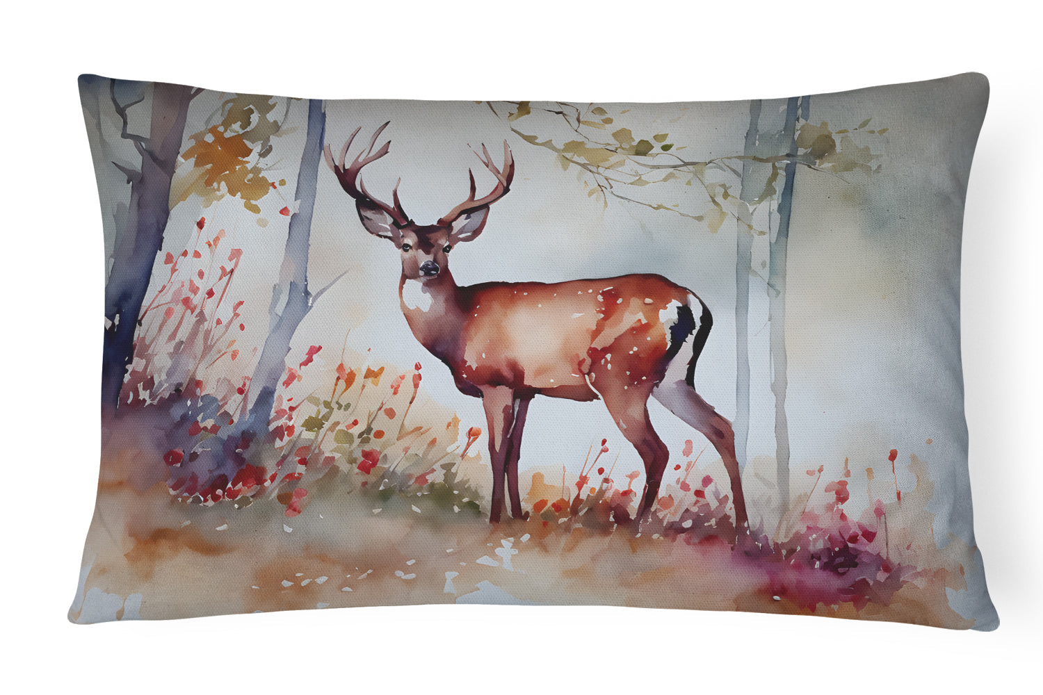 Deer Decorative Throw Pillow 12x16 Indoor Outdoor Accent Cushion, Fabric Cover with Insert for Sofa, Bed, Porch & Living Room