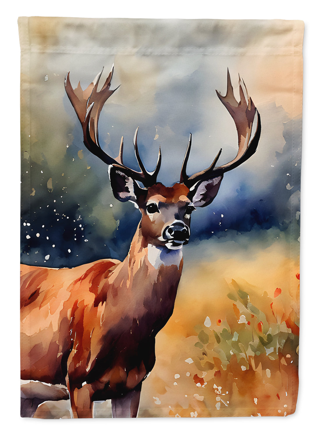 Deer House Flag 28x40 Porch Sleeve Pole Decorative Outside Yard Banner Artwork Wall Hanging, Polyester