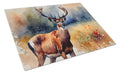 Deer Cutting Board Tempered Glass Kitchen Cutting Surface, Heat Resistant Chopping, Non-Slip Feet, Food Prep & Serving