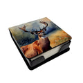 Deer PU Leather Note Paper Holder with Artist-Designed Cover, Desk Accessory, Office Gift