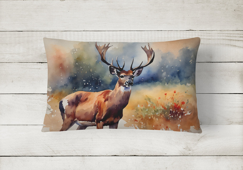 Deer Decorative Throw Pillow 12x16 Indoor Outdoor Accent Cushion, Fabric Cover with Insert for Sofa, Bed, Porch & Living Room