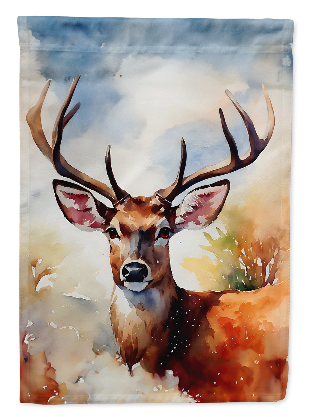 Deer House Flag 28x40 Porch Sleeve Pole Decorative Outside Yard Banner Artwork Wall Hanging, Polyester