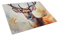 Deer Cutting Board Tempered Glass Kitchen Cutting Surface, Heat Resistant Chopping, Non-Slip Feet, Food Prep & Serving