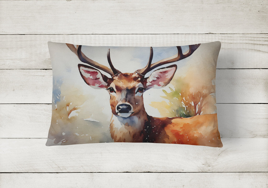 Deer Decorative Throw Pillow 12x16 Indoor Outdoor Accent Cushion, Fabric Cover with Insert for Sofa, Bed, Porch & Living Room