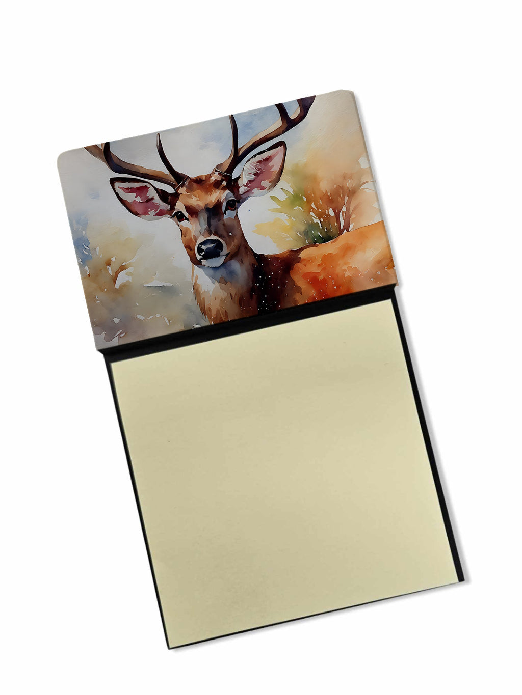 Deer Watercolor Sticky Note Holder Refillable Dispenser Desk Accessory 3x3 Pad Gift
