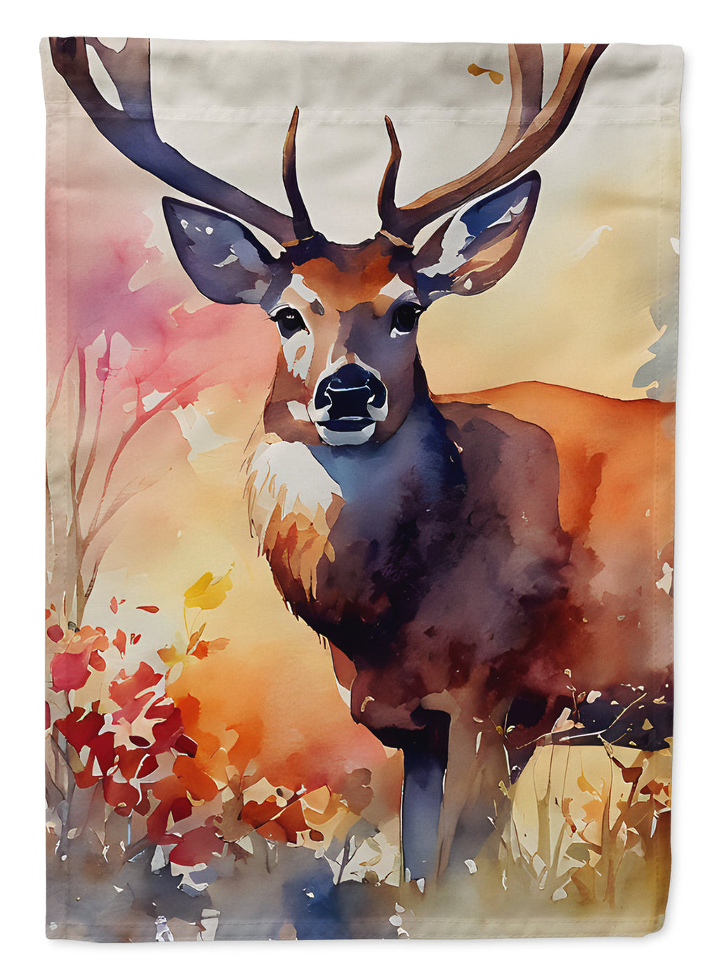 Deer House Flag 28x40 Porch Sleeve Pole Decorative Outside Yard Banner Artwork Wall Hanging, Polyester