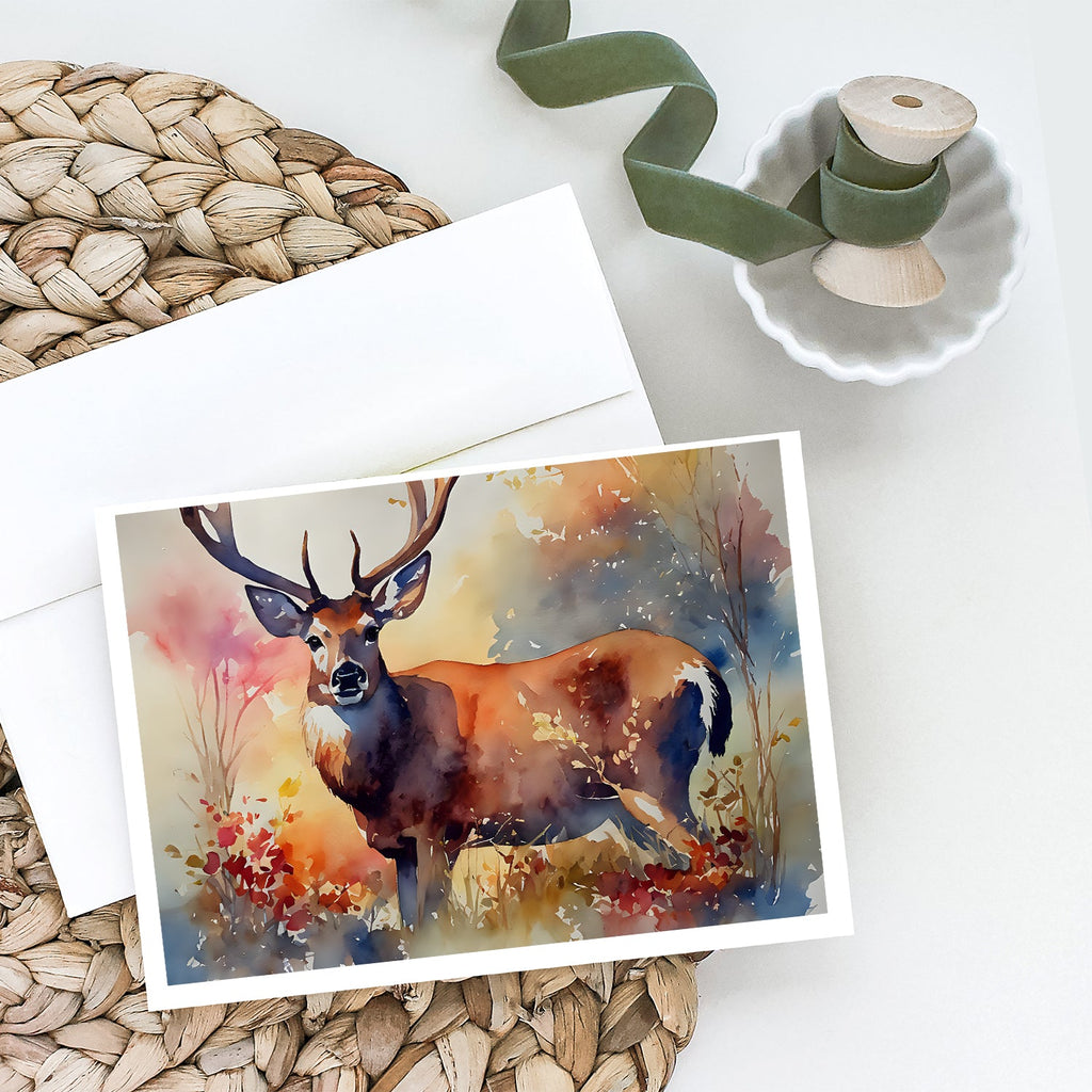 Deer Greeting Cards Pack of 8 Blank Cards with Envelopes Whimsical A7 Size 5x7