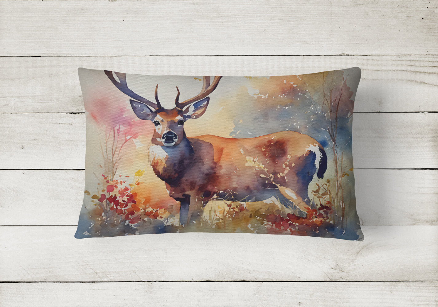 Deer Decorative Throw Pillow 12x16 Indoor Outdoor Accent Cushion, Fabric Cover with Insert for Sofa, Bed, Porch & Living Room